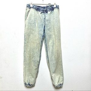Blue Chambray Sugar Rain Joggers - (EUC) size L